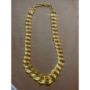 Monet Gold Tone Chunky Curb Link Chain Necklace Statement Vintage 17”